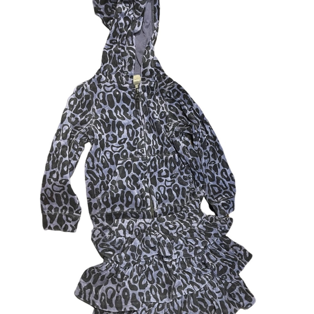 Adorable Blue & Black Leopard Print Hooded Sweat Set! Size 4.😍